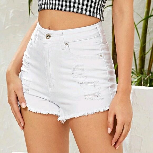 Remiann Pants - Frayed ripped denim jeans